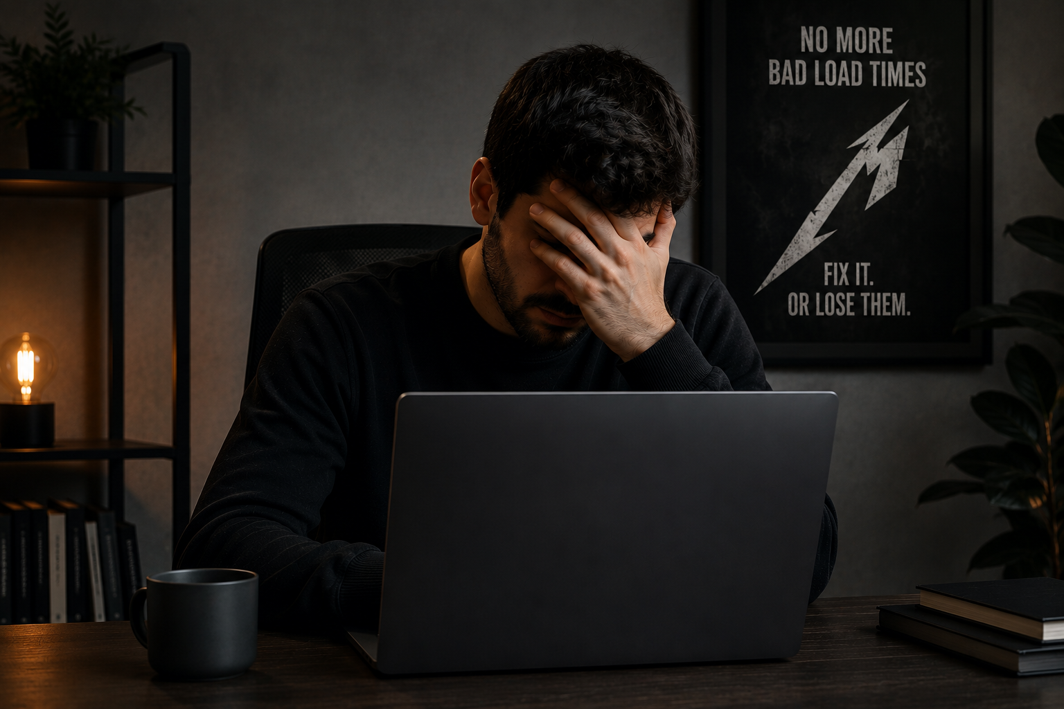 Usuario frustrado frente a una web con problemas de experiencia y conversión